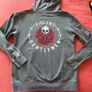 Gray Skull Embroidered Hoodie